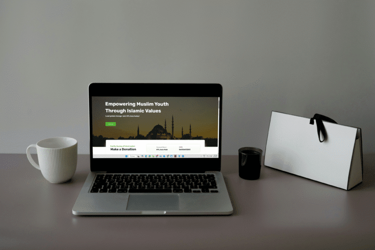 International Islamic Youth League Asia website shown on a laptop