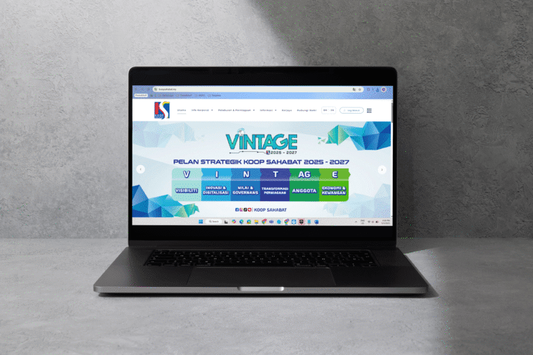 Koop Sahabat website shown on a laptop